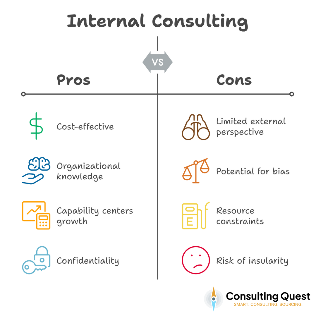 Internal vs. External Consultants —Which Path Leads to Success? 2 Internal Consulting - Pros and Cons